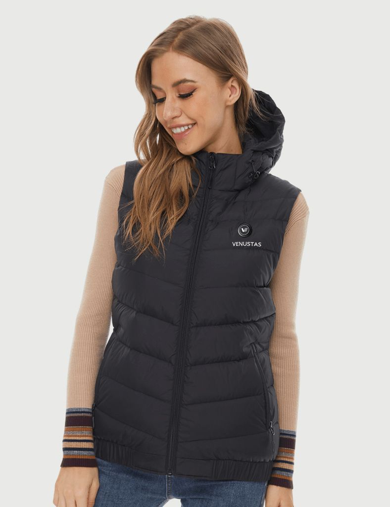 [Final Sale] Women's Heated Down Vest 7.4V With Detachable Hood [XS,S,M,L,XL,2XL,3XL]