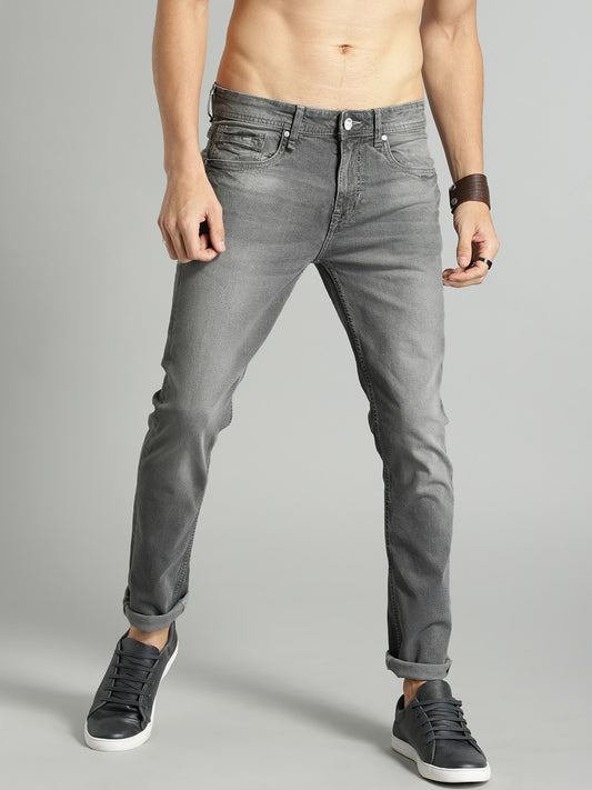 Roadster Men Grey Skinny Fit Mid-Rise Clean Look Stretchable Jeans