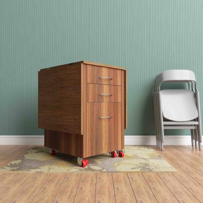 Studio Kook Dolce Folding Dining Table Engineered Wood 4 Seater Dining Table  (Finish Color - Walnut, Pre-assembled)