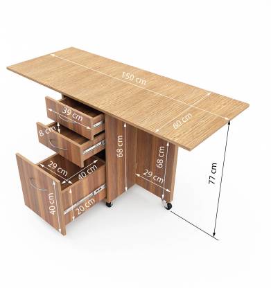 Studio Kook Dolce Folding Dining Table Engineered Wood 4 Seater Dining Table (Finish Color - Walnut, Pre-assembled)