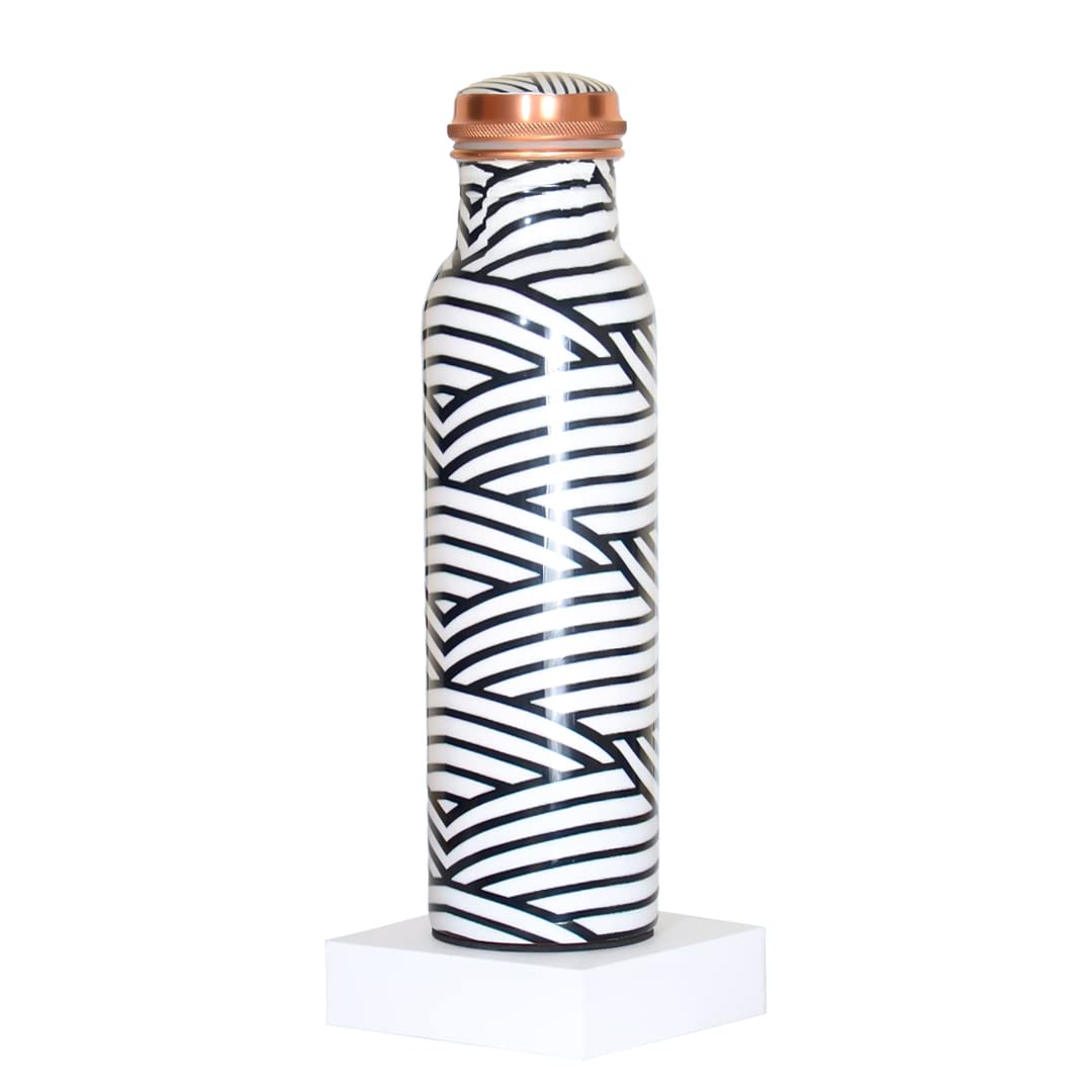 EB-Everything Beautiful Pure Copper Water Bottle Leak Proof Zebra Print Design for Yoga Class Work and Gym (1L) 