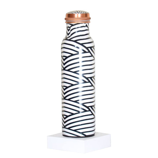 EB-Everything Beautiful Pure Copper Water Bottle Leak Proof Zebra Print Design for Yoga Class Work and Gym (1L) 