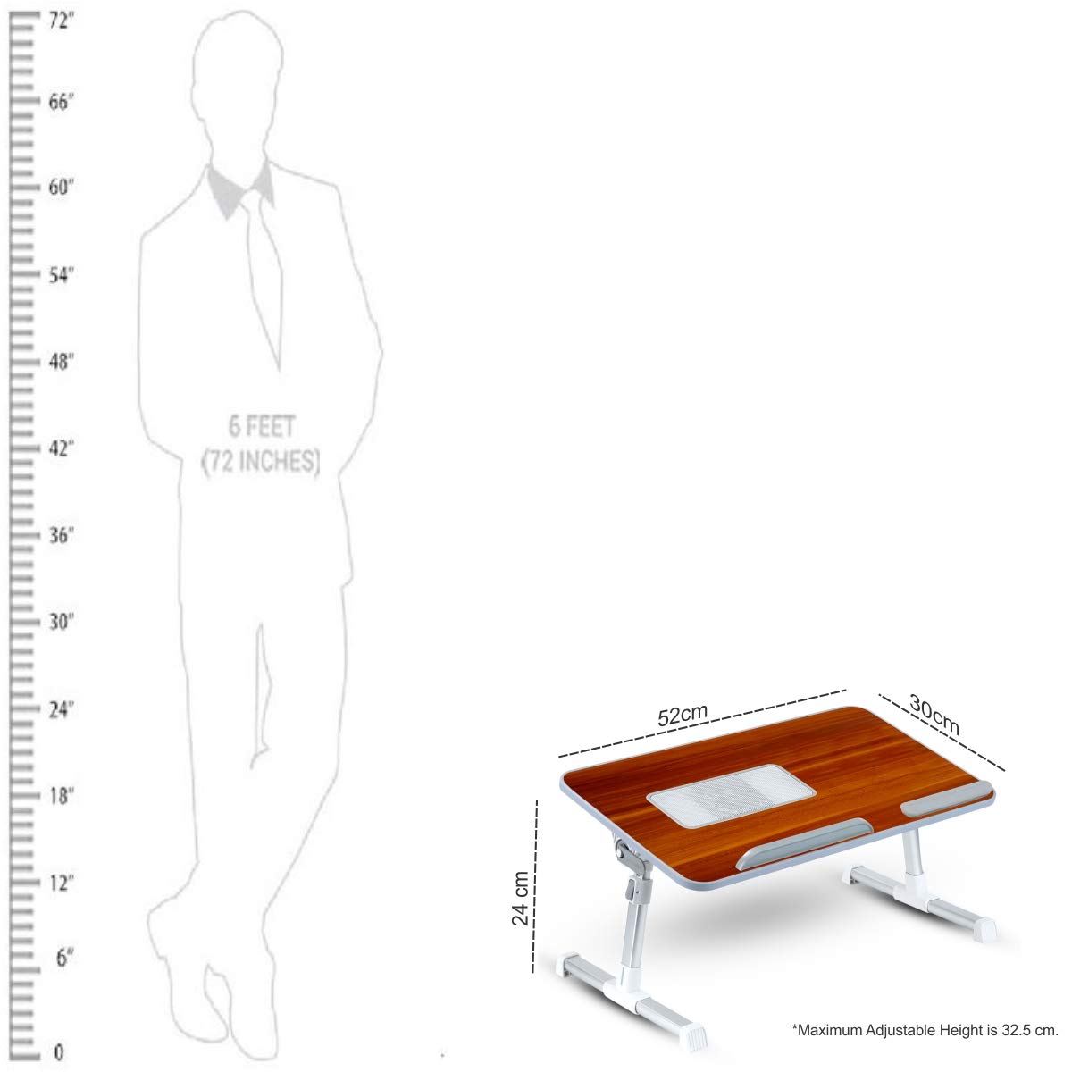 Portronics My buddy plus Adjustable Laptop cooling Table (Brown) 