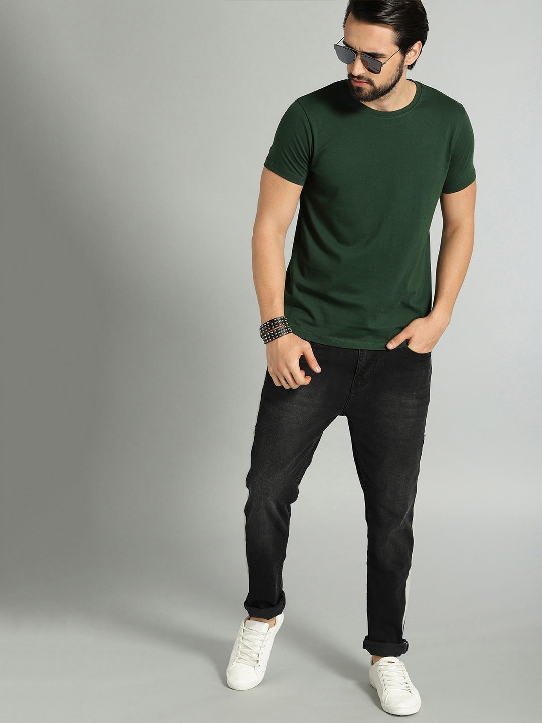 Roadster Men Pack of 2 Solid Pure Cotton T-shirts