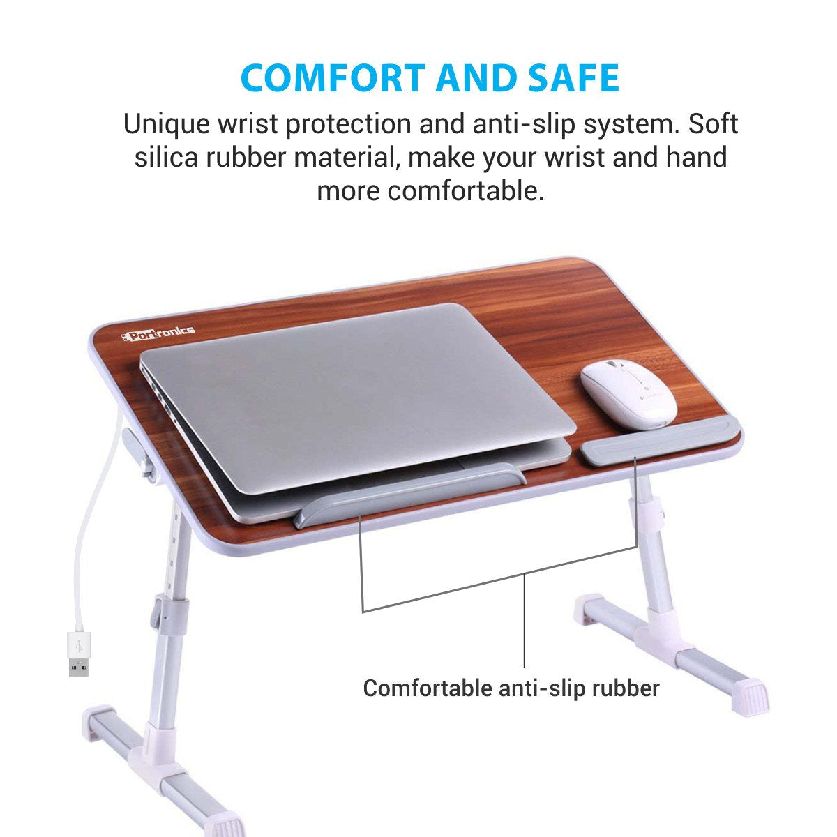 Portronics My buddy plus Adjustable Laptop cooling Table (Brown) 