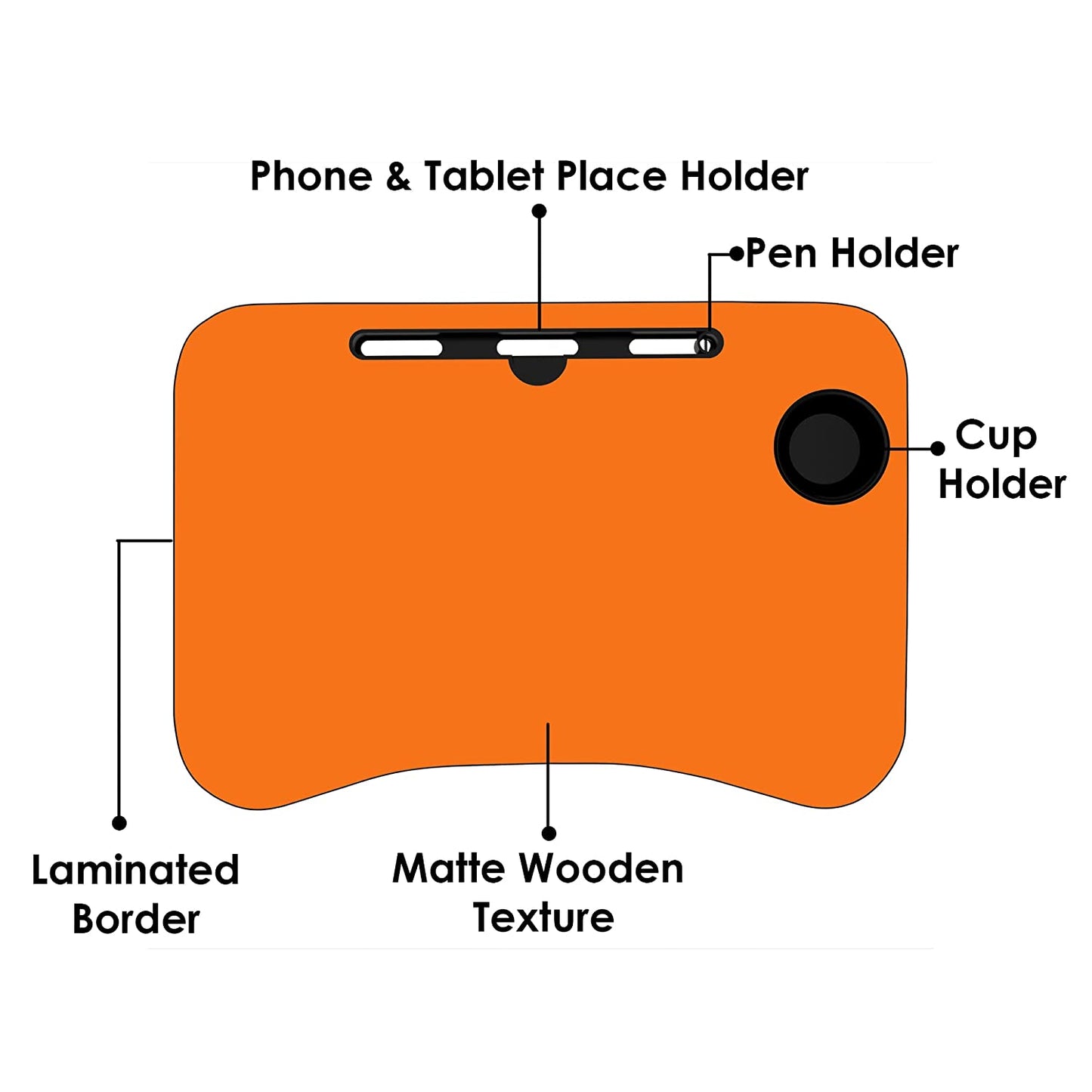 Story@Home Multipurpose Foldable Adjustable Portable Wooden Laptop Table Study Table Bed Table Activity Table Lapdesk with Dock Stand Coffee Table (Orange) 