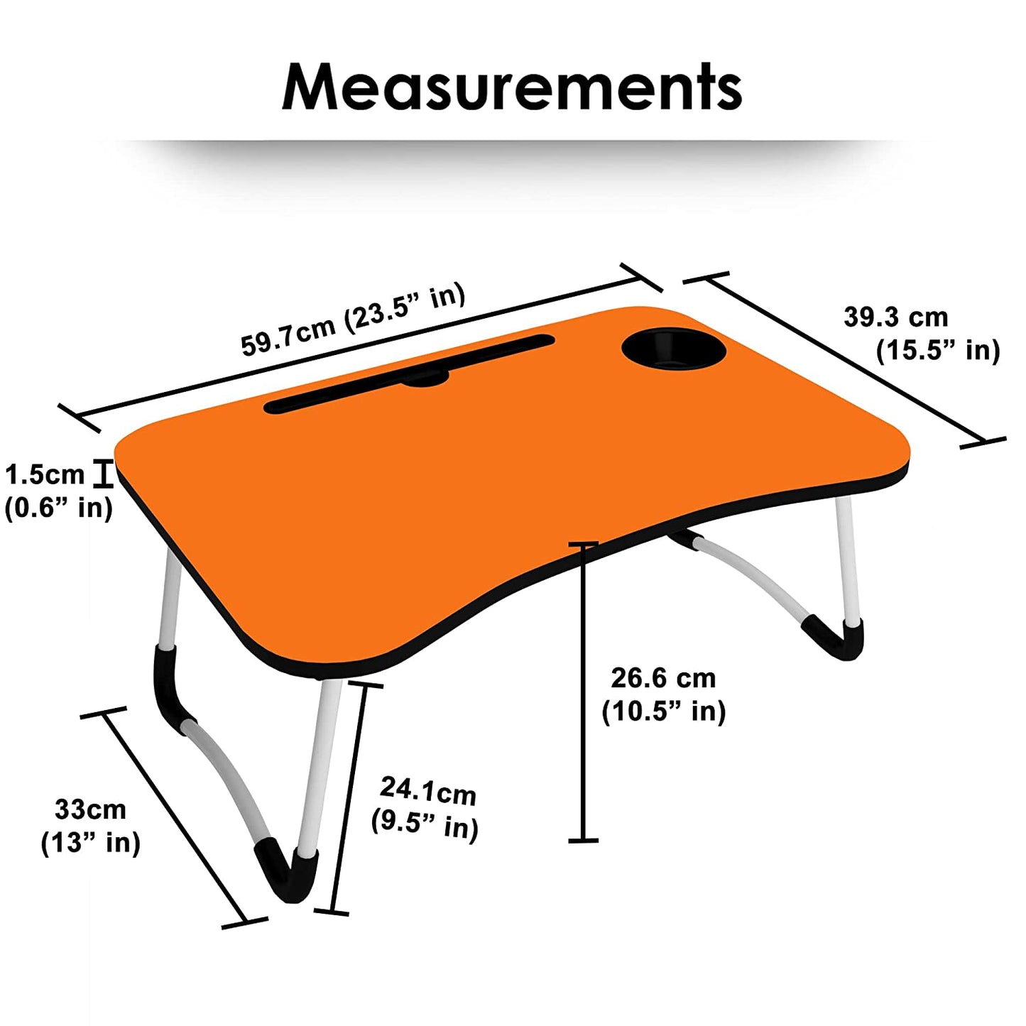 Story@Home Multipurpose Foldable Adjustable Portable Wooden Laptop Table Study Table Bed Table Activity Table Lapdesk with Dock Stand Coffee Table (Orange) 
