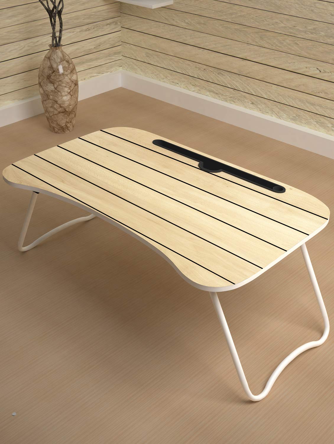 Story@Home Multipurpose Foldable Adjustable Portable Wooden Laptop Table Study Table Bed Table Activity Table Lapdesk with Dock Stand Coffee Table (Orange) 