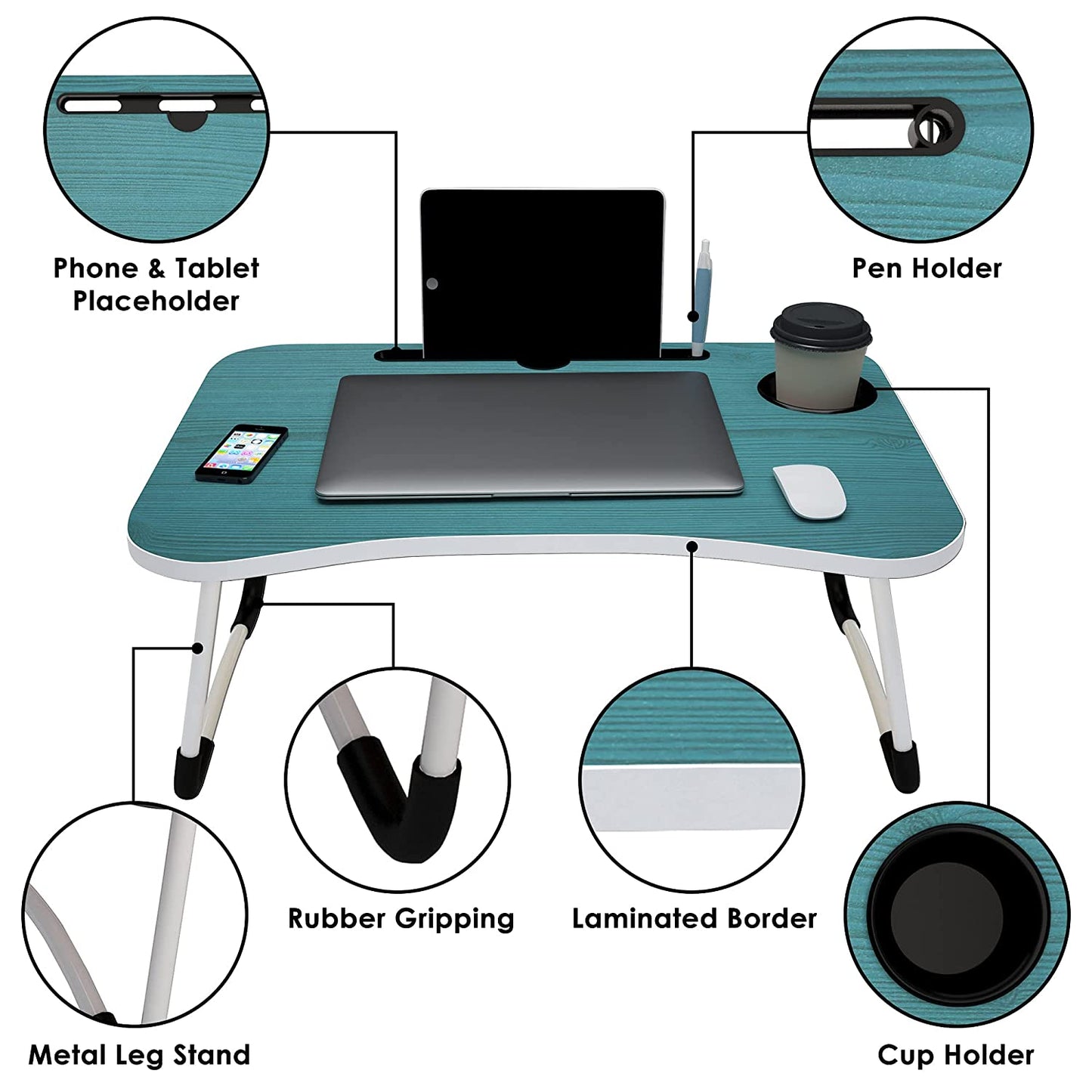 Story@Home Multipurpose Foldable Adjustable Portable Wooden Laptop Table Study Table Bed Table Activity Table Lapdesk with Dock Stand Coffee Table (Orange) 