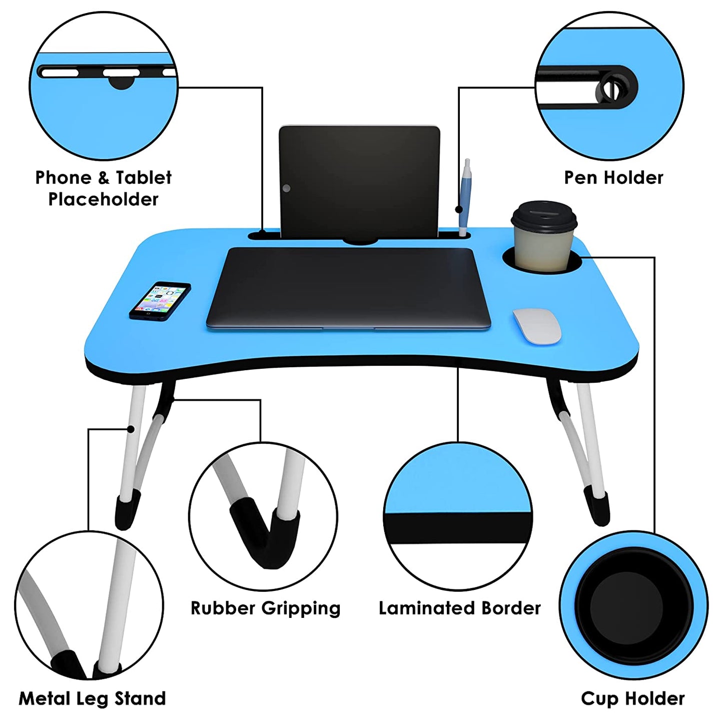 Story@Home Multipurpose Foldable Adjustable Portable Wooden Laptop Table Study Table Bed Table Activity Table Lapdesk with Dock Stand Coffee Table (Orange) 