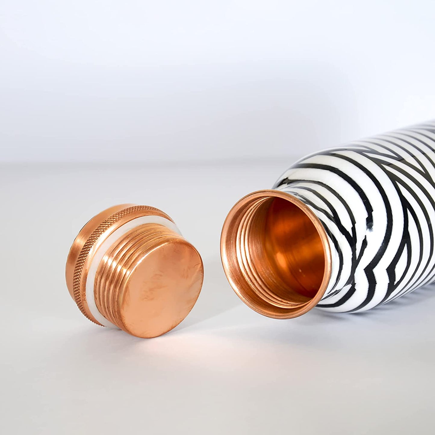 EB-Everything Beautiful Pure Copper Water Bottle Leak Proof Zebra Print Design for Yoga Class Work and Gym (1L) 
