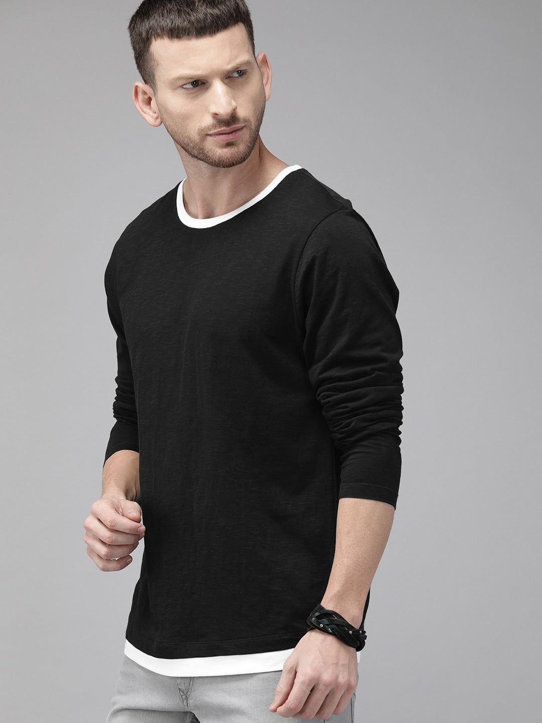 Roadster Men Pack of 2 Solid Pure Cotton T-shirts