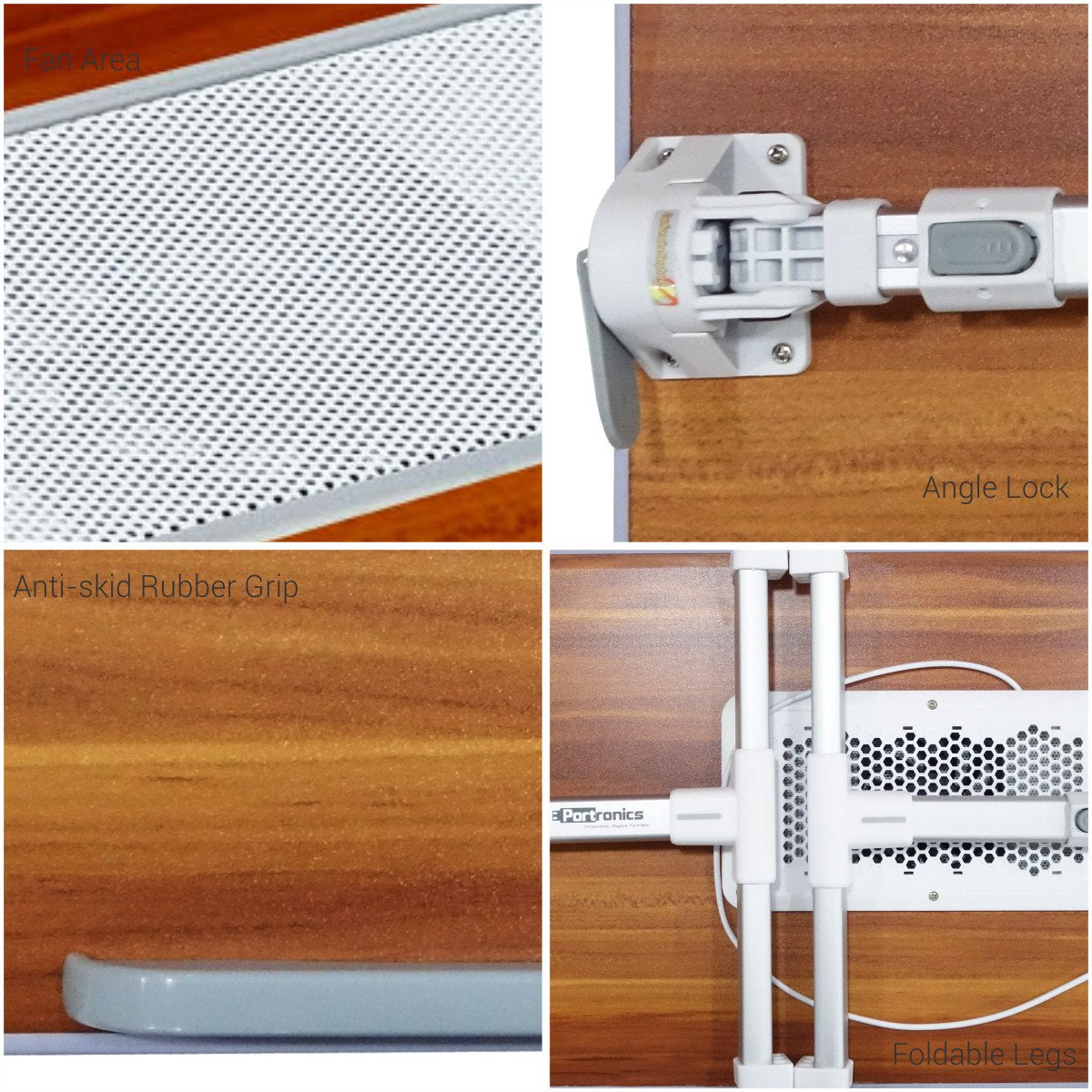 Portronics My buddy plus Adjustable Laptop cooling Table (Brown) 