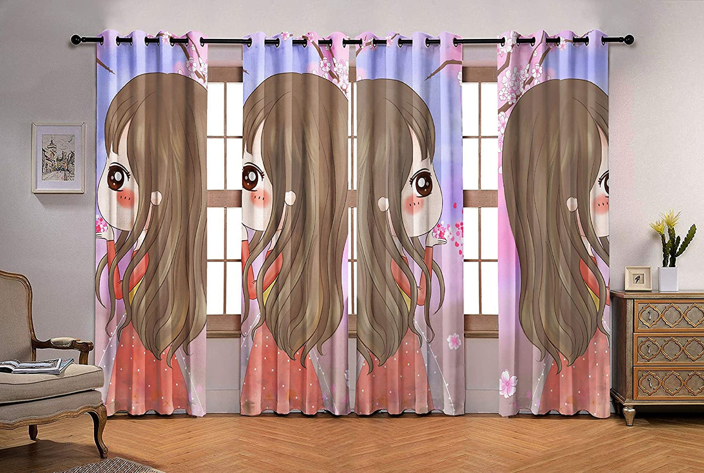 Ultimate Trends ™ Polyester Set of 1 Piece Fancy Digital Printed Curtain for Door 9 feet, Brown, Kids Bedroom