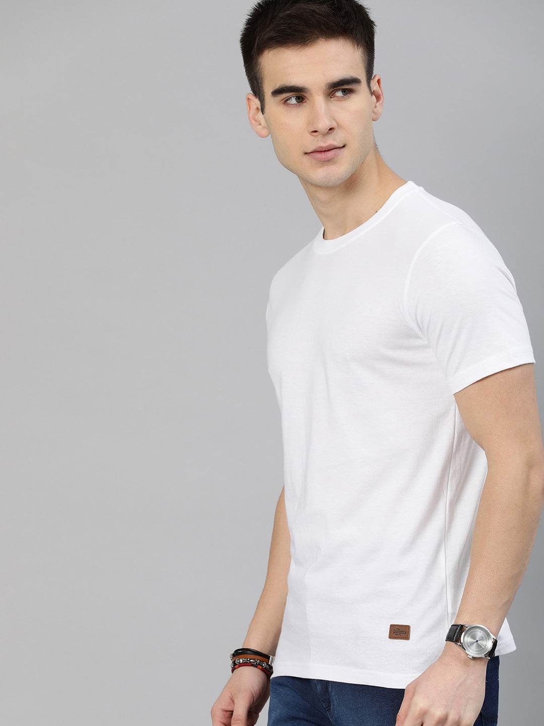 Roadster Men White Pure Cotton T-shirt 