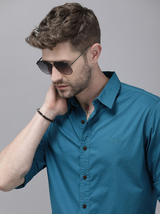 Roadster Men Blue Slim Fit Opaque Casual Shirt