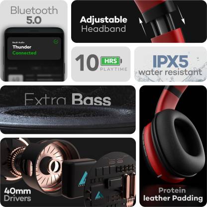 Boult Audio Thunder Bluetooth Headset (Black, On the Ear)